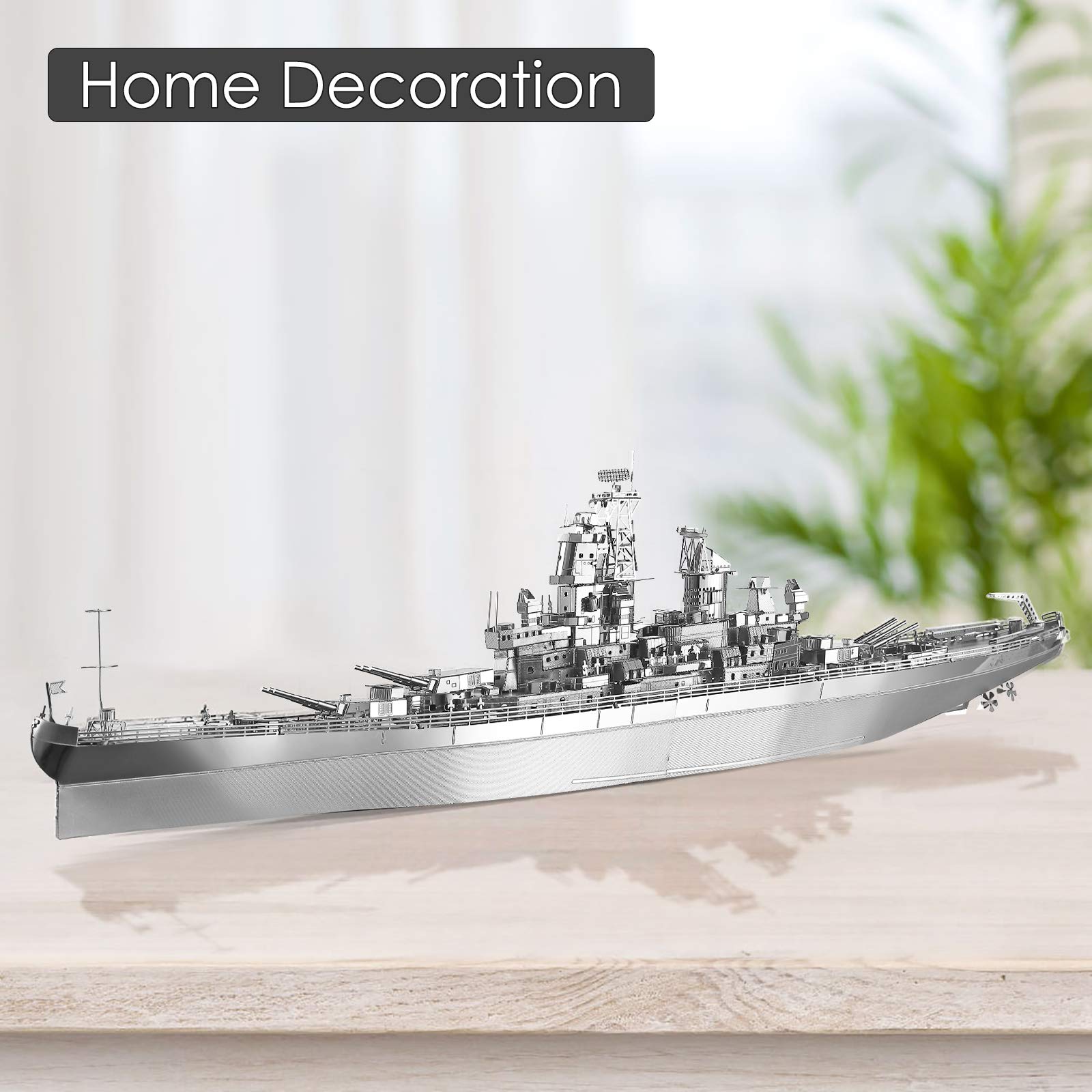 戦艦 ミズーリ メタルパズル 完成品 模型 Amazon | Piececool 3Dメタルパズル 大人用 USS ミズーリ戦艦 メタル